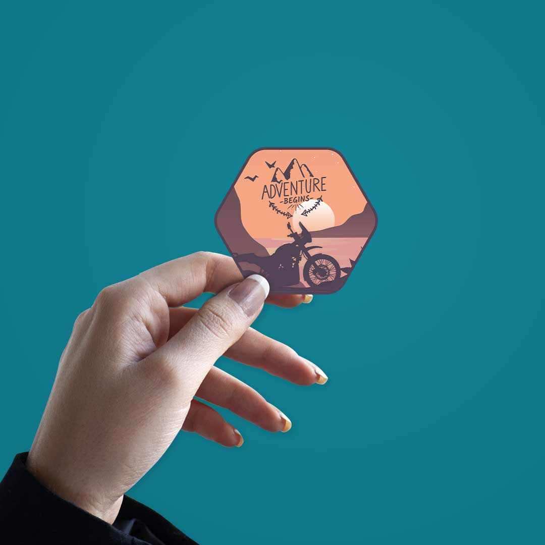 Adventure Begins Sticker waterproof vinyl decal for laptop, bike, car & bottle