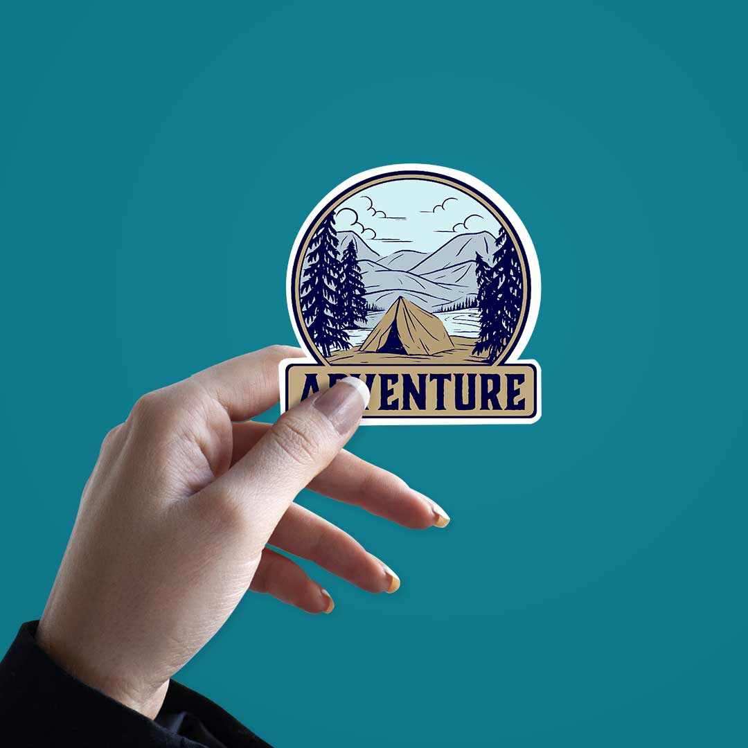 Adventure - Camping Sticker waterproof vinyl decal for laptop, bike, car & bottle