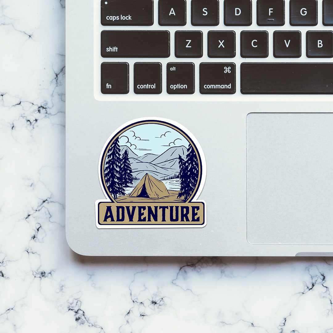 Adventure - Camping Sticker waterproof vinyl decal for laptop, bike, car & bottle
