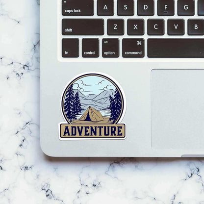 Adventure - Camping Sticker waterproof vinyl decal for laptop, bike, car & bottle