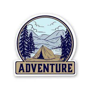 Adventure - Camping Sticker waterproof vinyl decal for laptop, bike, car & bottle