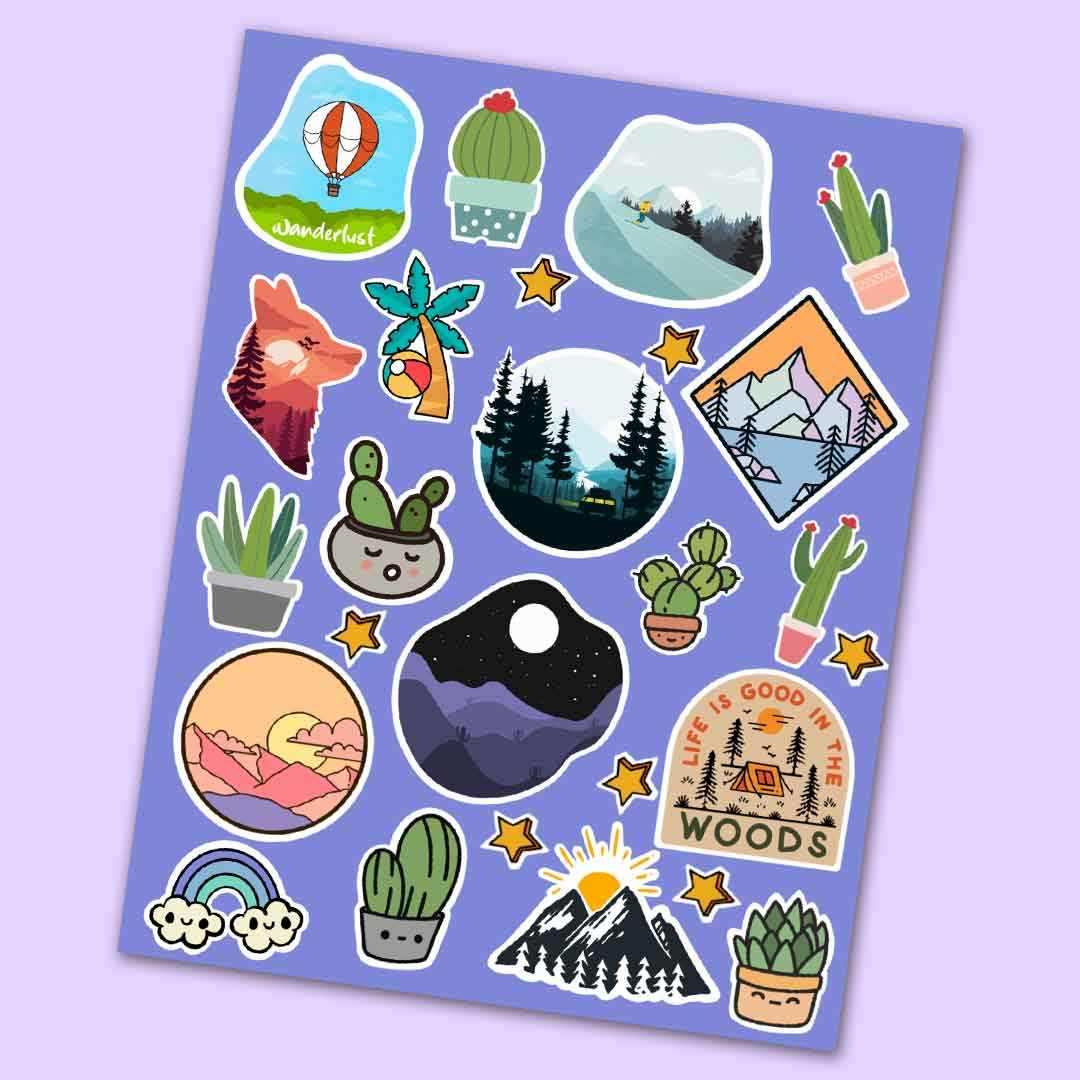Adventure Mini Sticker Sheet waterproof vinyl decal for laptop, bike, car & bottle
