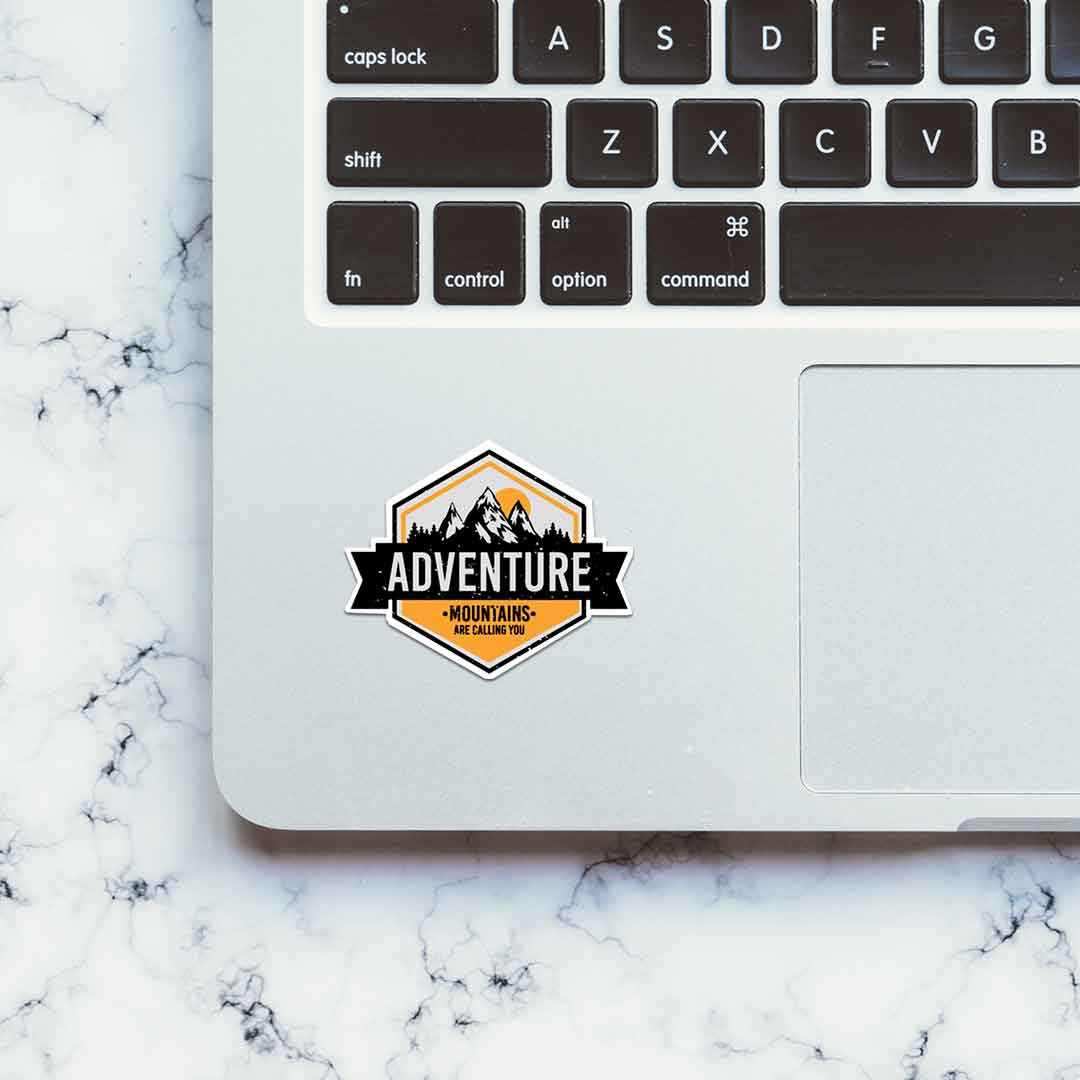 Adventure Mountains Are Calling Sticker waterproof vinyl decal for laptop, bike, car & bottle