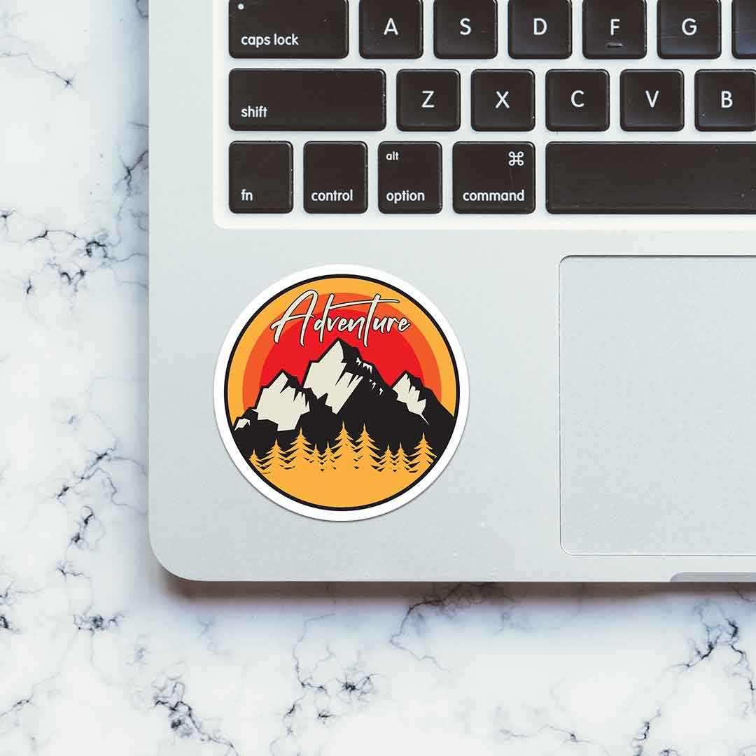 Adventure - Mountains Sticker waterproof vinyl decal for laptop, bike, car & bottle