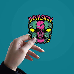 Alien Invasion Sticker waterproof vinyl decal for laptop, bike, car & bottle