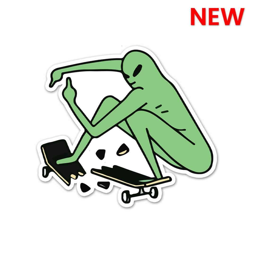 Alien On Skateboard Sticker waterproof vinyl decal for laptop, bike, car & bottle