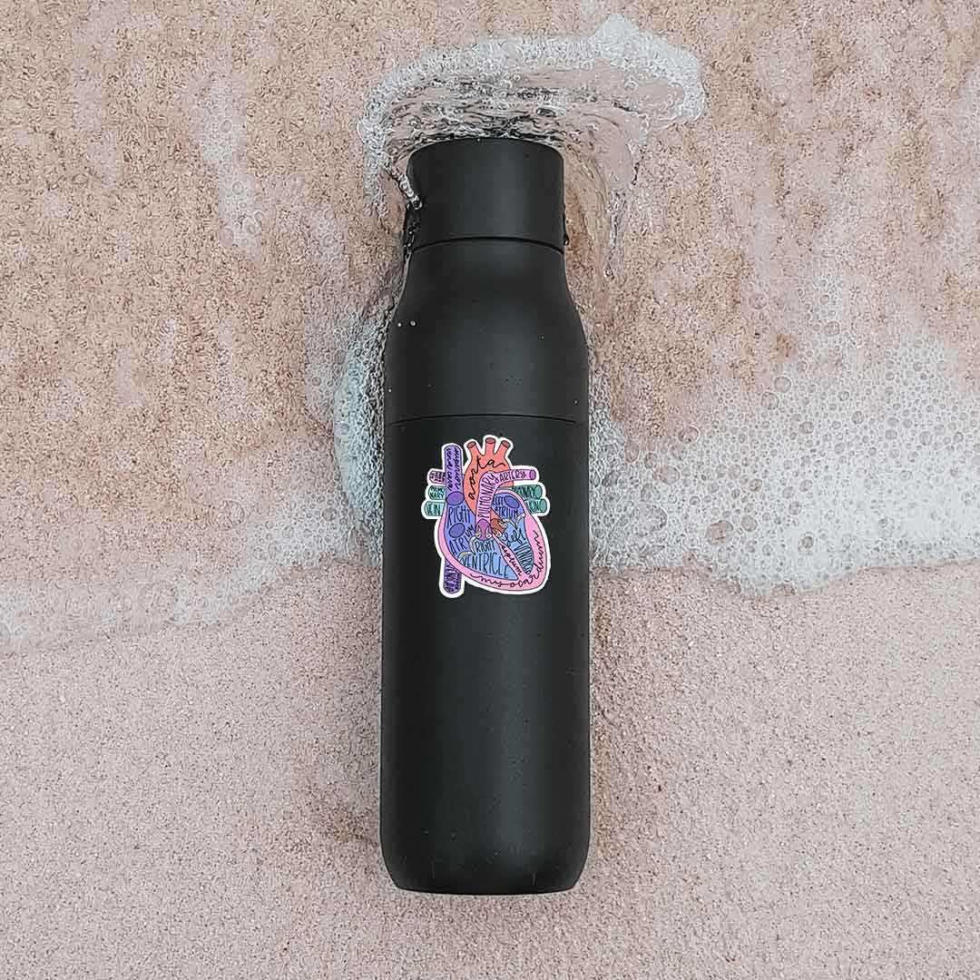 Anatomy Of Heart Sticker waterproof vinyl decal for laptop, bike, car & bottle