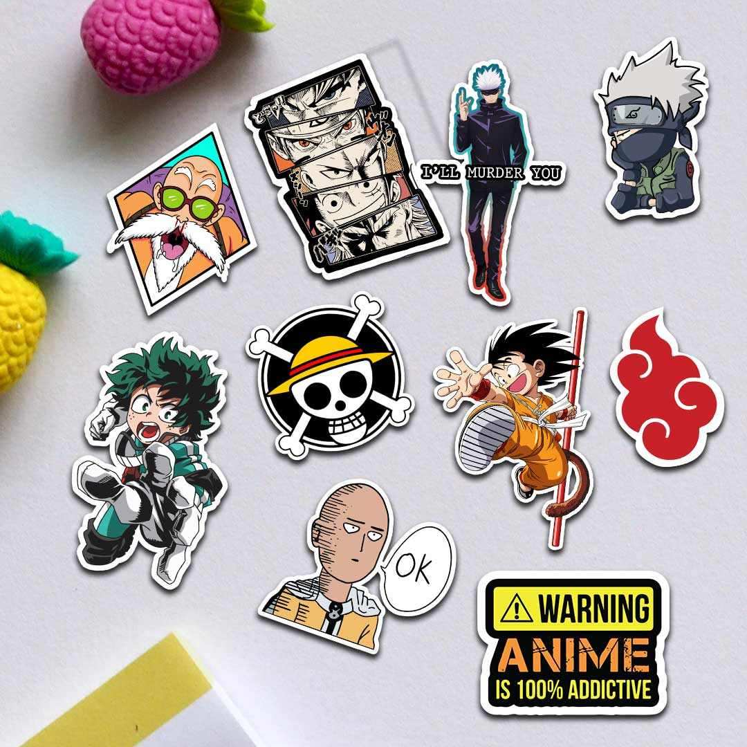 Anime Sticker Pack [20 Sticker] waterproof vinyl decal for laptop, bike, car & bottle
