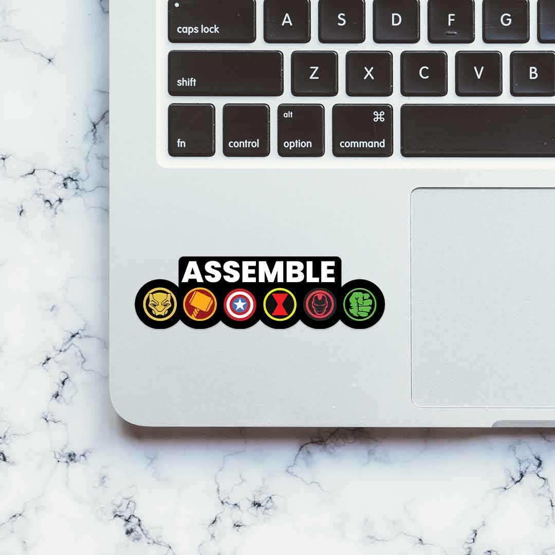 Assemble Sticker waterproof vinyl decal for laptop, bike, car & bottle
