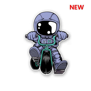 Astronaut Bike Sticker waterproof vinyl decal for laptop, bike, car & bottle