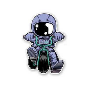 Astronaut Bike Sticker waterproof vinyl decal for laptop, bike, car & bottle