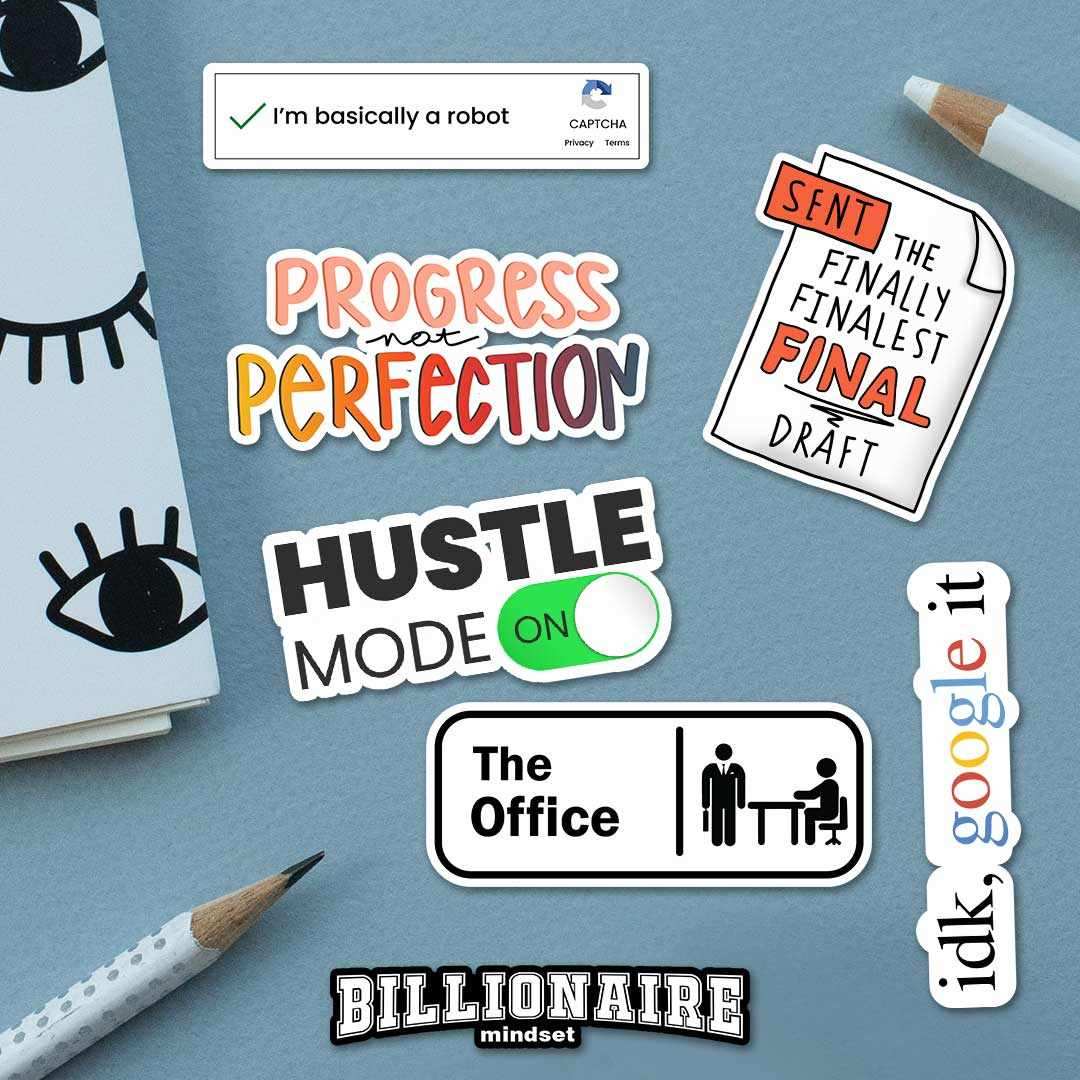 Back to Office Sticker Pack [15 Sticker] waterproof vinyl decal for laptop, bike, car & bottle