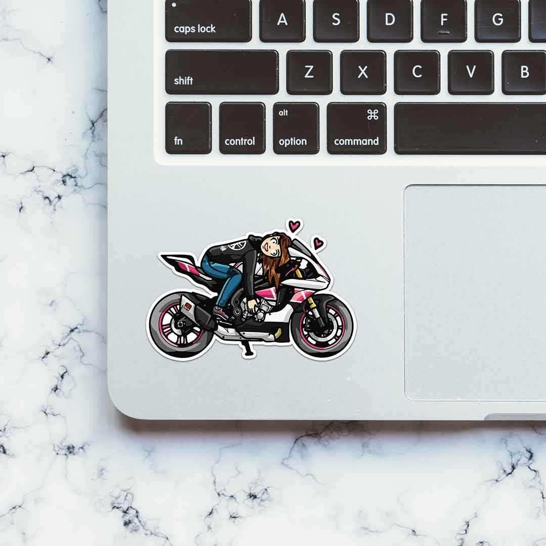 Biker Girl Sticker waterproof vinyl decal for laptop, bike, car & bottle