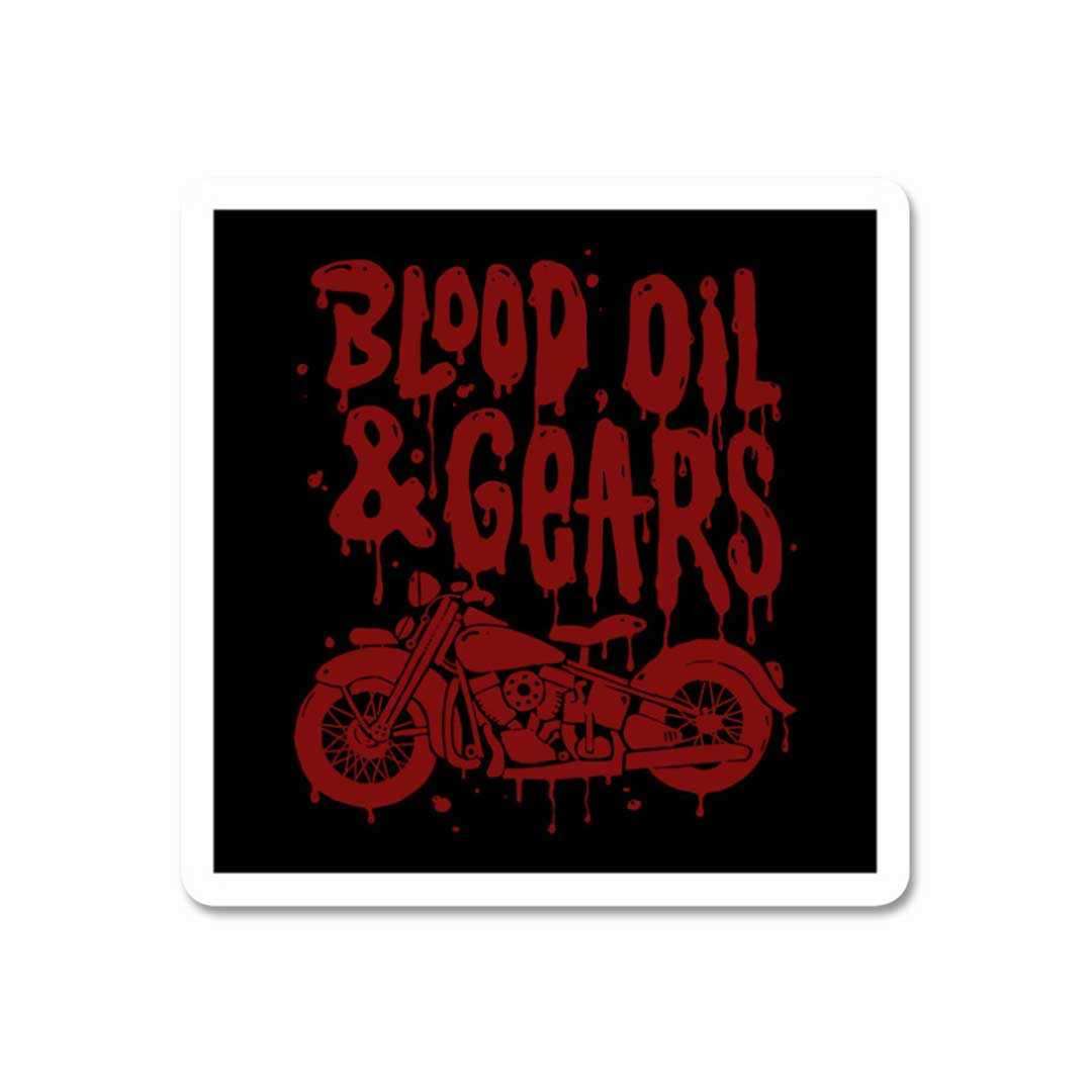 Blood Oil & Gears Sticker waterproof vinyl decal for laptop, bike, car & bottle