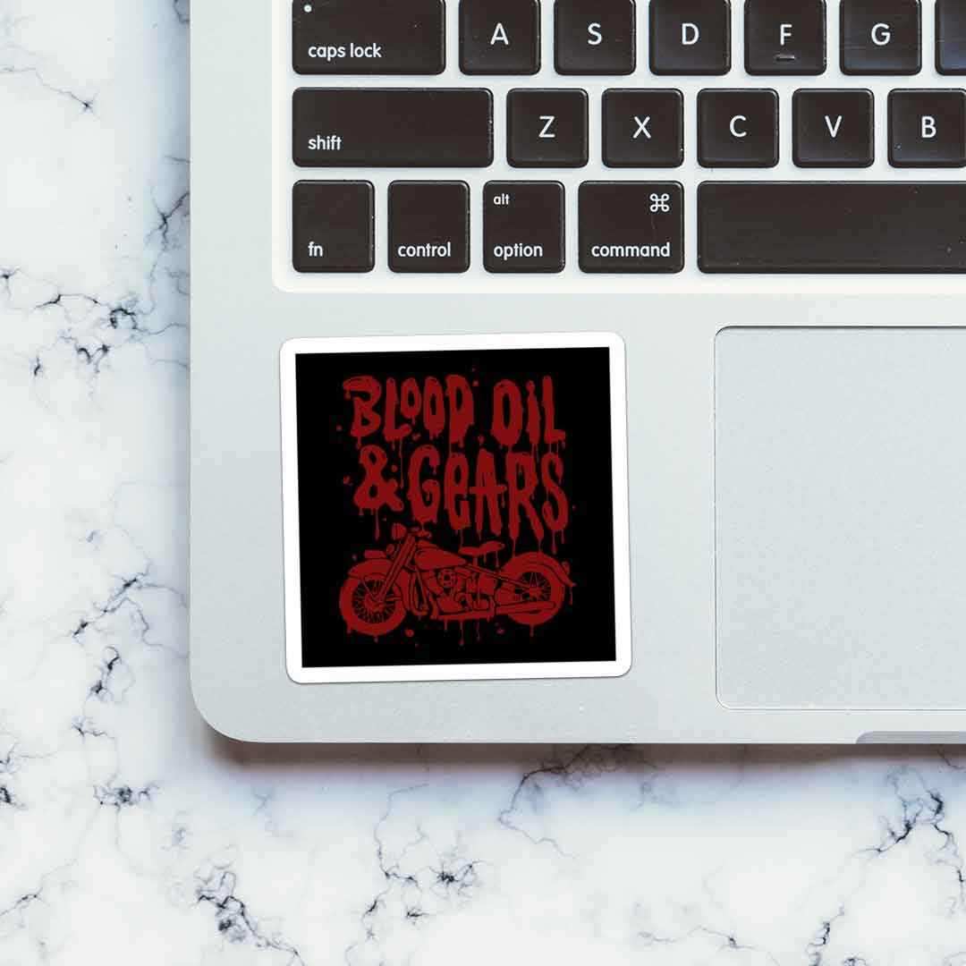 Blood Oil & Gears Sticker waterproof vinyl decal for laptop, bike, car & bottle