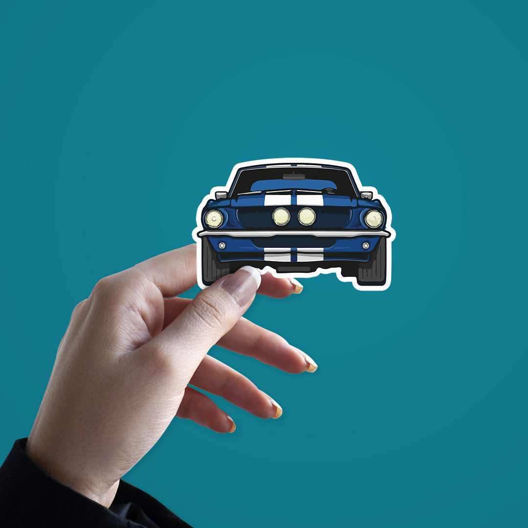 Blue Muscle Car Sticker waterproof vinyl decal for laptop, bike, car & bottle