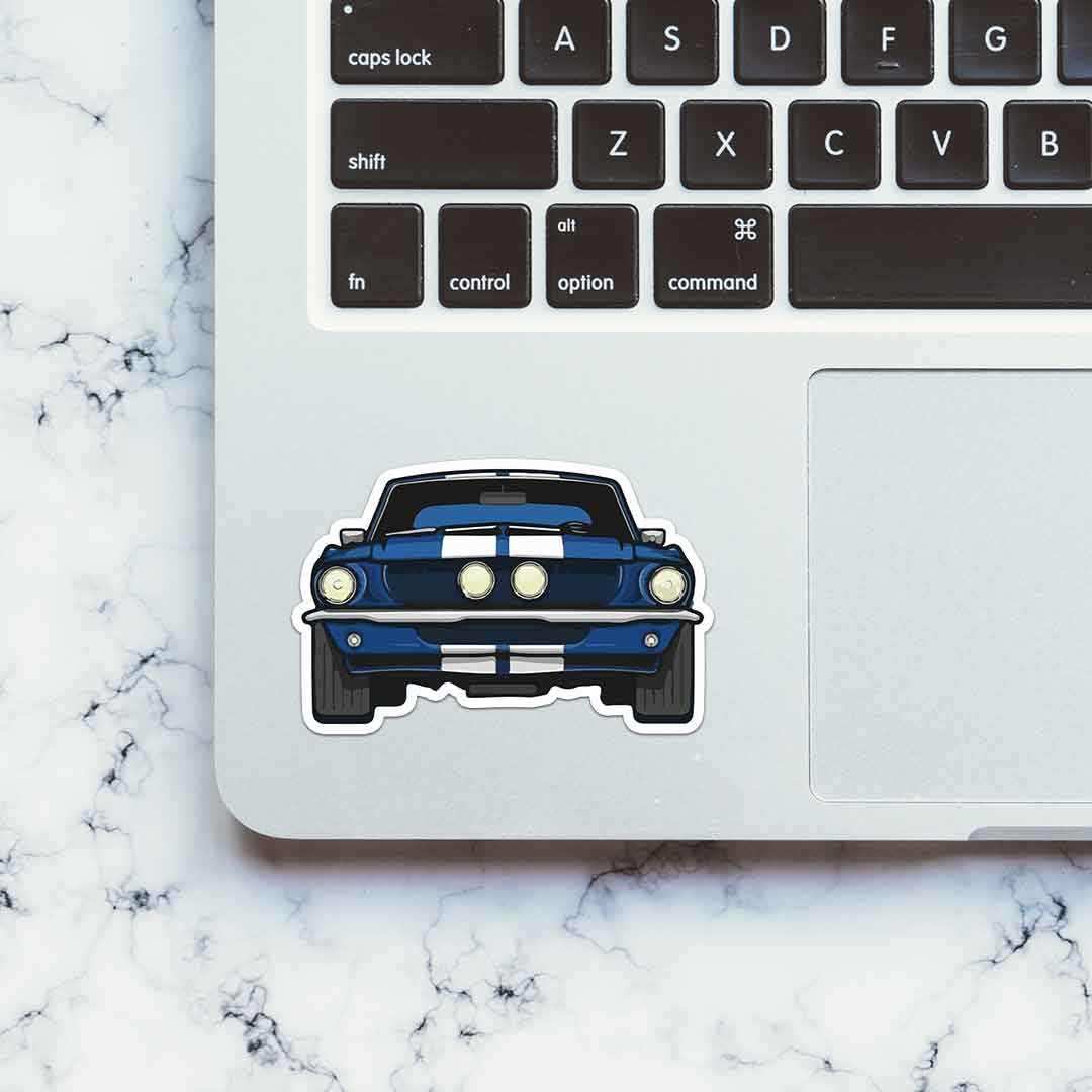 Blue Muscle Car Sticker waterproof vinyl decal for laptop, bike, car & bottle