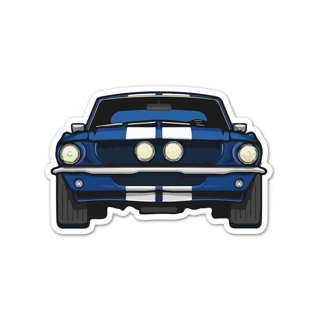 Blue Muscle Car Sticker waterproof vinyl decal for laptop, bike, car & bottle