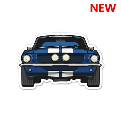 Blue Muscle Car Sticker waterproof vinyl decal for laptop, bike, car & bottle