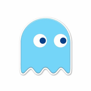 Blue Pacman Sticker waterproof vinyl decal for laptop, bike, car & bottle