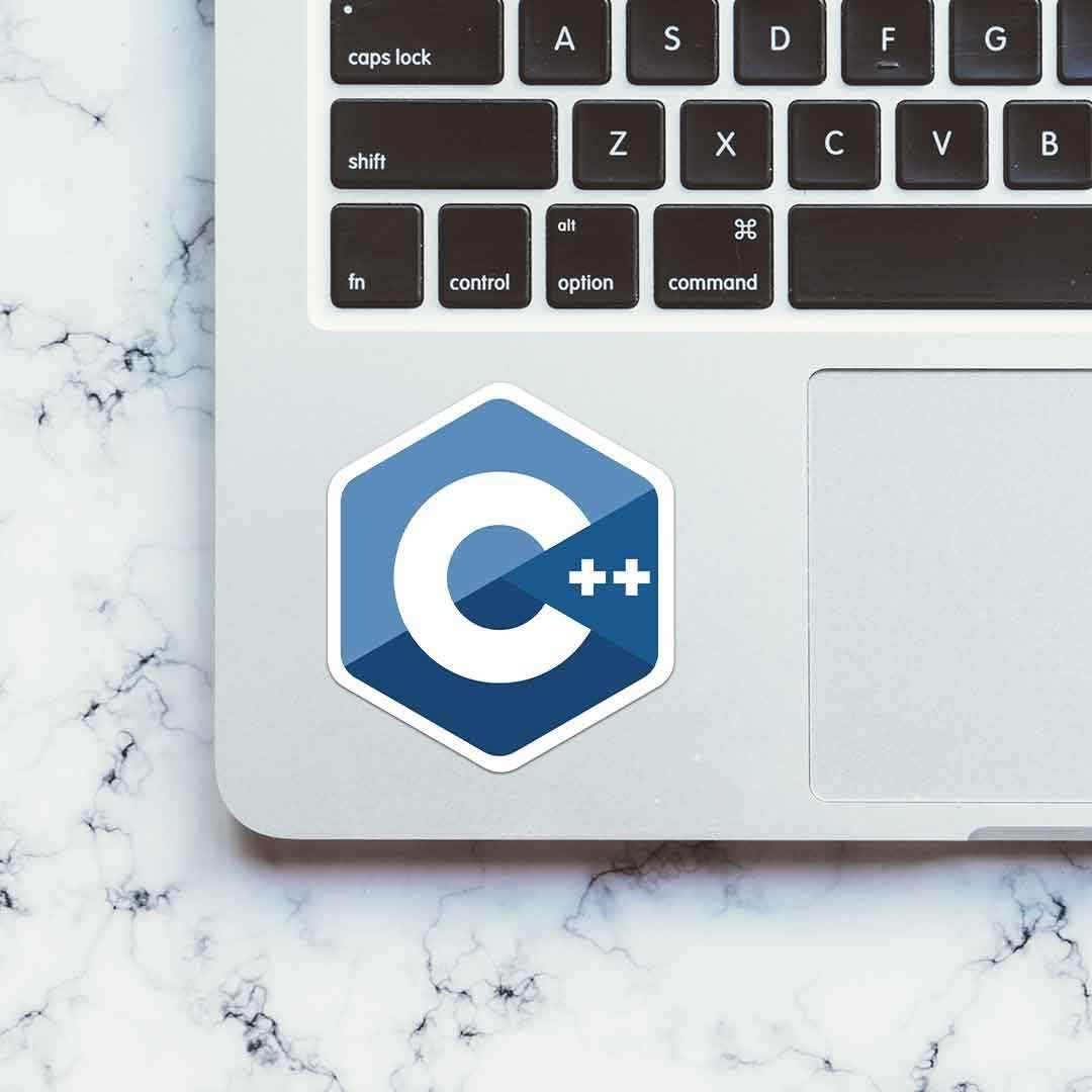 C++ Sticker waterproof vinyl decal for laptop, bike, car & bottle