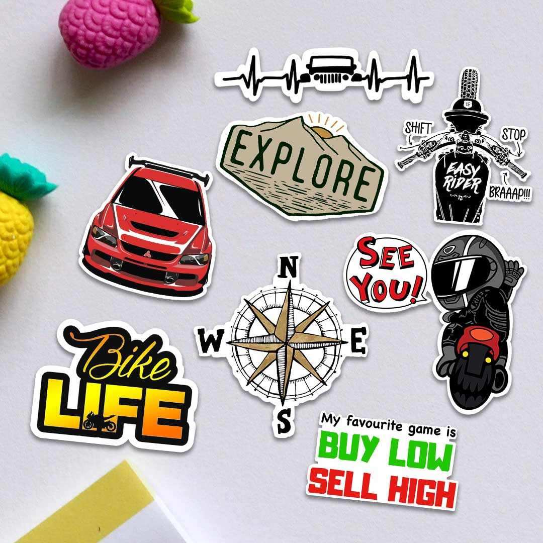 Cars/Bike Sticker Pack [15 Sticker] waterproof vinyl decal for laptop, bike, car & bottle