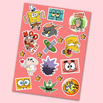 Cartoon Mini Sticker Sheet waterproof vinyl decal for laptop, bike, car & bottle
