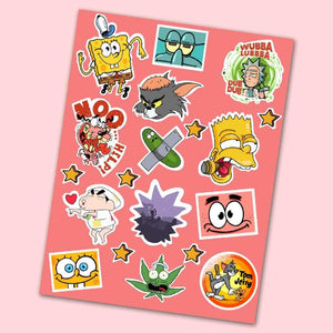 Cartoon Mini Sticker Sheet waterproof vinyl decal for laptop, bike, car & bottle