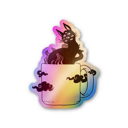 cat with many eyes Holographic Stickers waterproof vinyl decal for laptop, bike, car & bottle