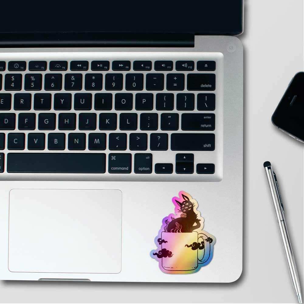 cat with many eyes Holographic Stickers waterproof vinyl decal for laptop, bike, car & bottle