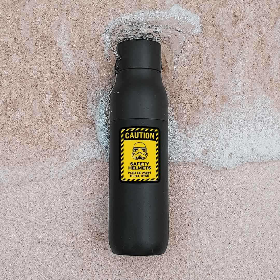 Caution Sticker waterproof vinyl decal for laptop, bike, car & bottle