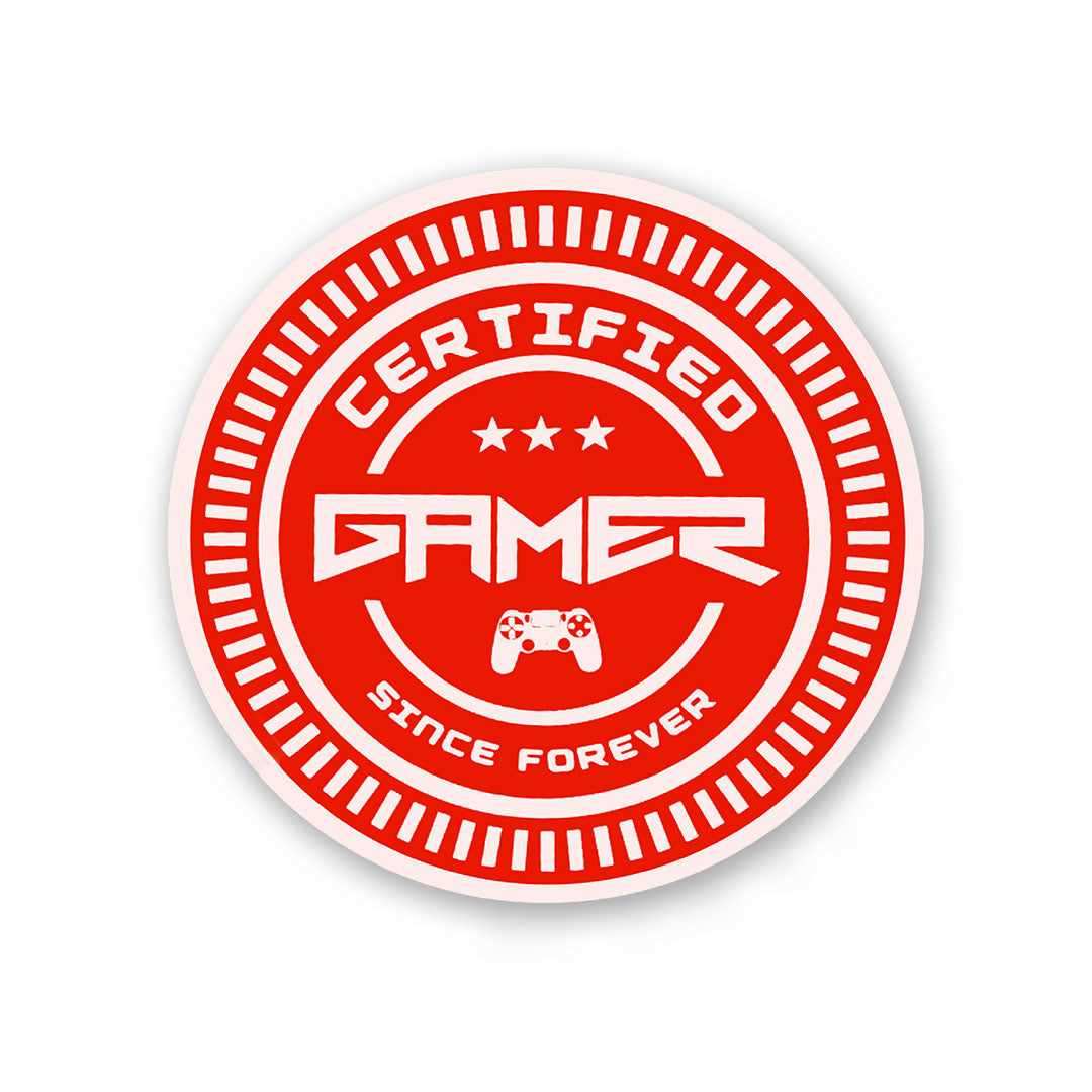 Certified Gamer Sticker waterproof vinyl decal for laptop, bike, car & bottle