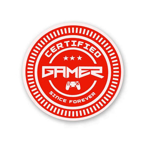 Certified Gamer Sticker waterproof vinyl decal for laptop, bike, car & bottle