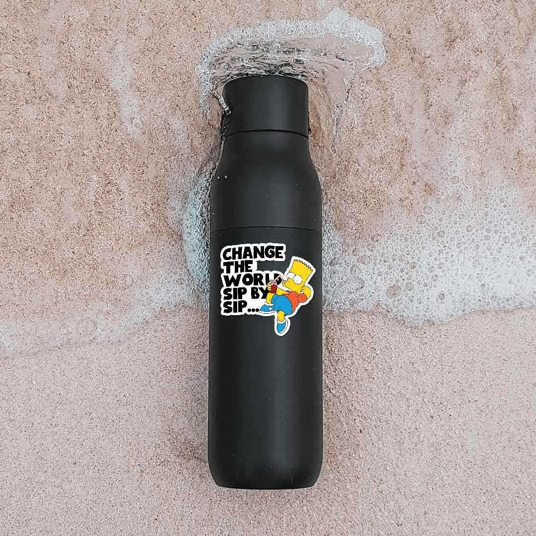 Change The World Sip By Sip Sticker waterproof vinyl decal for laptop, bike, car & bottle