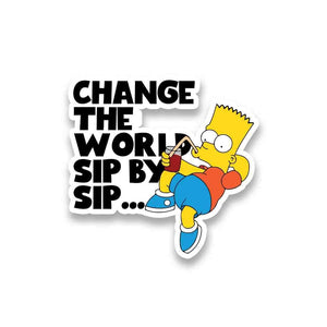 Change The World Sip By Sip Sticker waterproof vinyl decal for laptop, bike, car & bottle