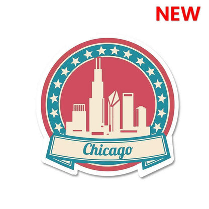 Chicago Sticker waterproof vinyl decal for laptop, bike, car & bottle