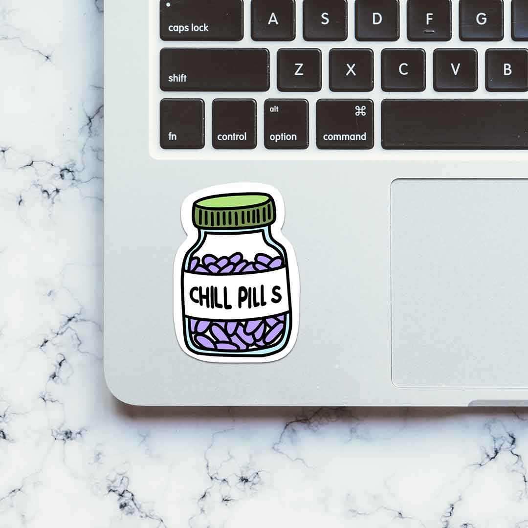 Chill Pill Sticker waterproof vinyl decal for laptop, bike, car & bottle
