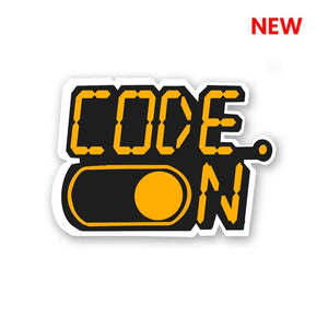 Code On Sticker waterproof vinyl decal for laptop, bike, car & bottle