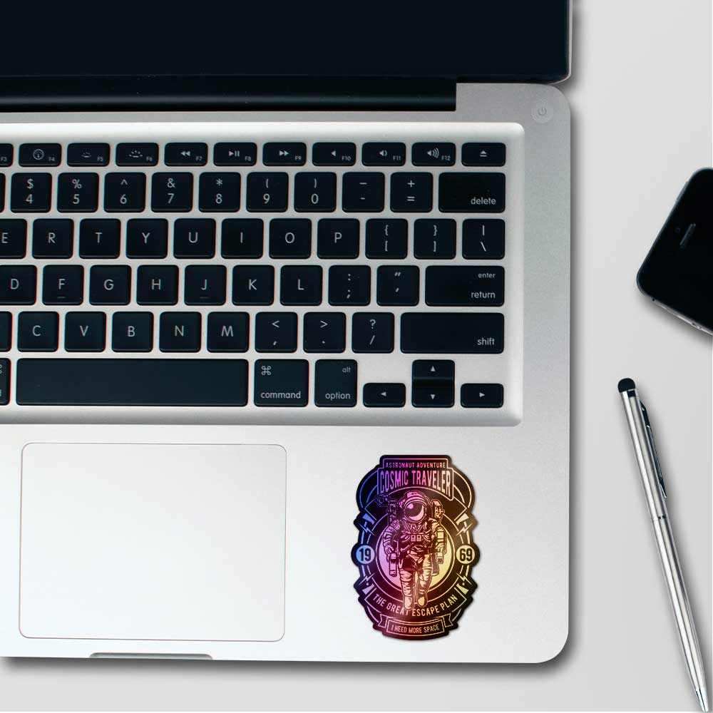 Cosmic Traveler Holographic Stickers waterproof vinyl decal for laptop, bike, car & bottle