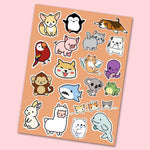 Cute Animals Mini Stickers Sheet waterproof vinyl decal for laptop, bike, car & bottle