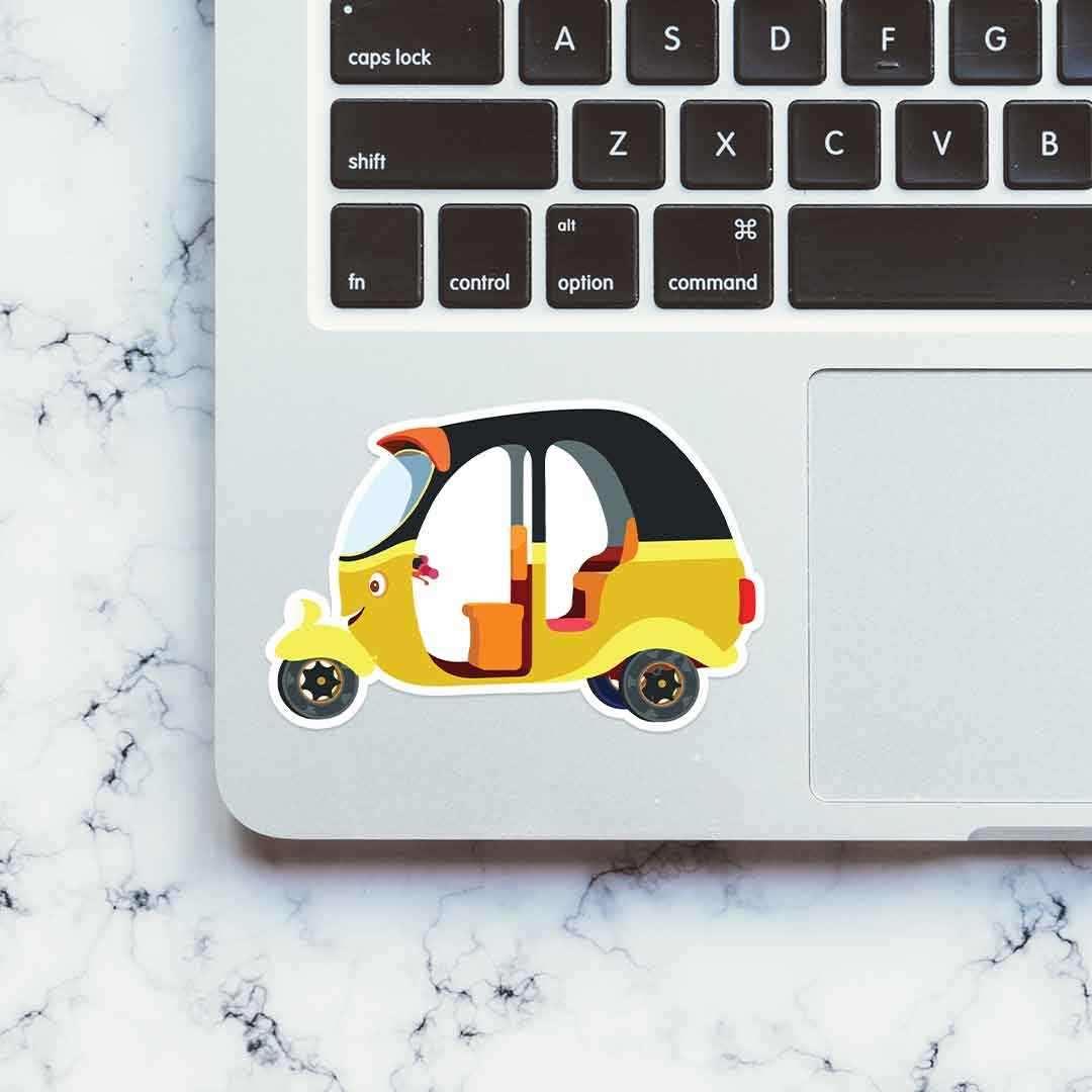 Cute Autorickshaw sticker waterproof vinyl decal for laptop, bike, car & bottle