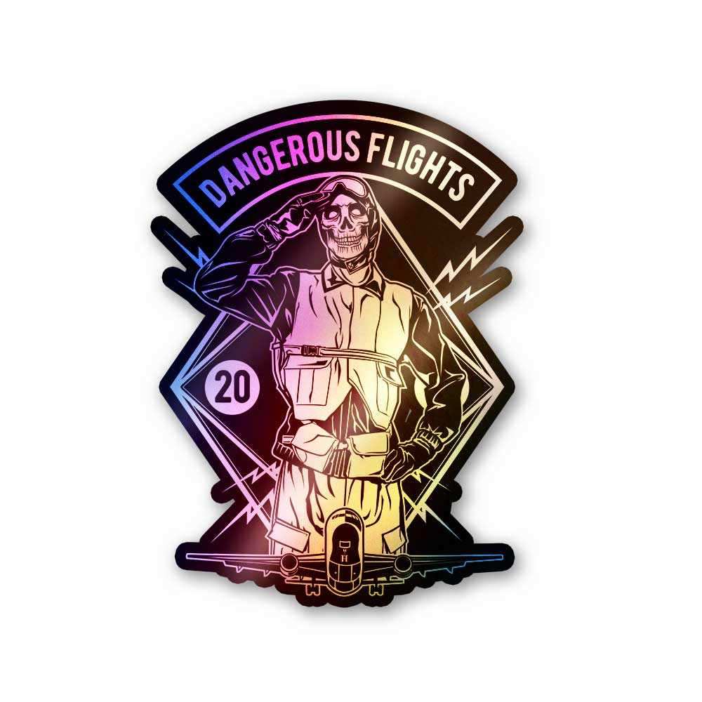 Dangerous flights Holographic Stickers waterproof vinyl decal for laptop, bike, car & bottle