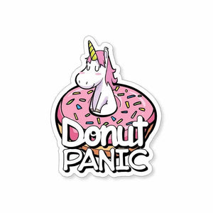 DONUT Panic Sticker waterproof vinyl decal for laptop, bike, car & bottle