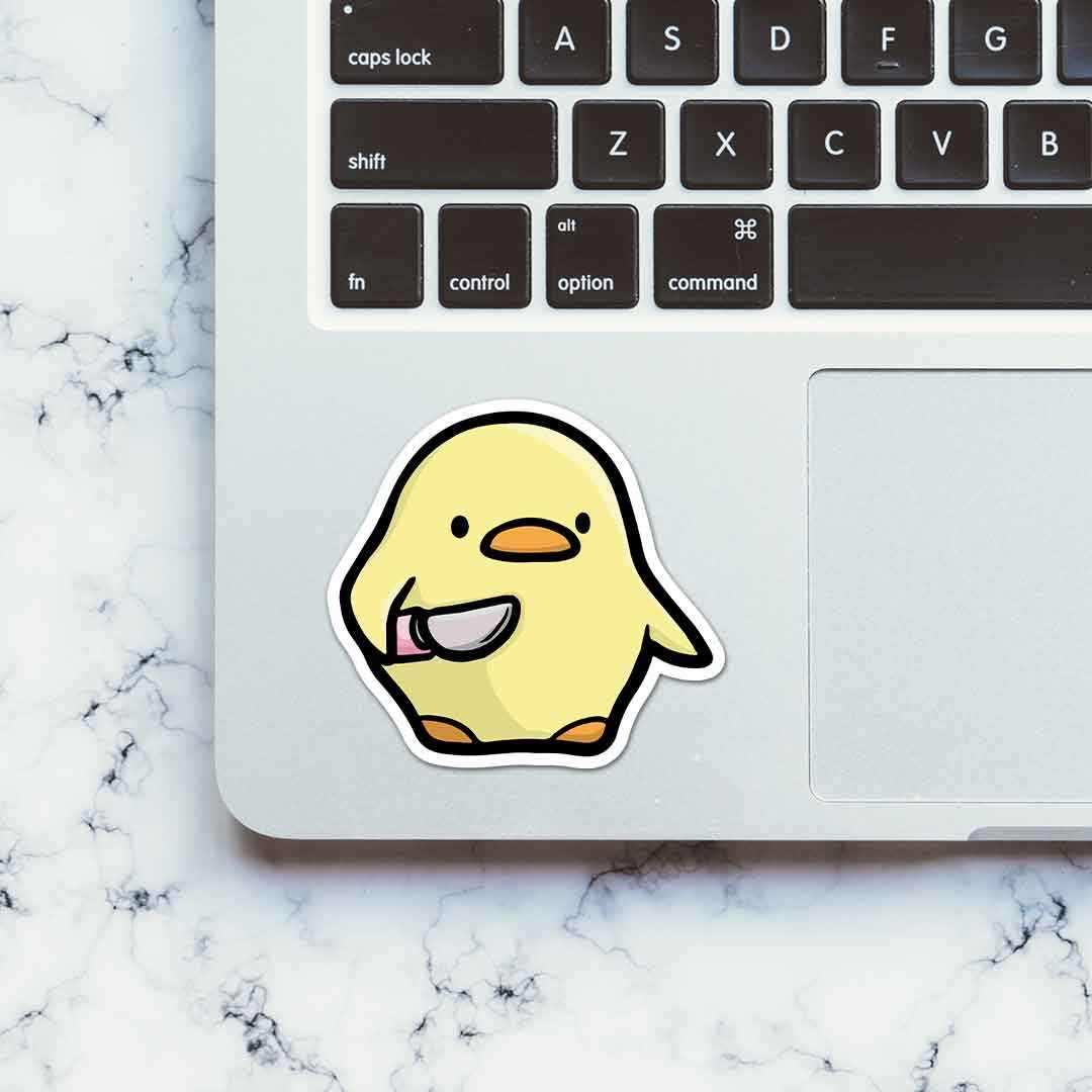 Duck With Knife Sticker - STICK IT UP