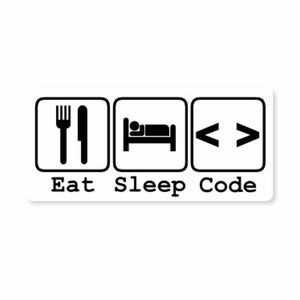 Eat Sleep Code Sticker waterproof vinyl decal for laptop, bike, car & bottle