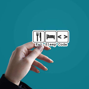 Eat Sleep Code Sticker waterproof vinyl decal for laptop, bike, car & bottle