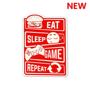 Eat Sleep Game Repeat Sticker waterproof vinyl decal for laptop, bike, car & bottle