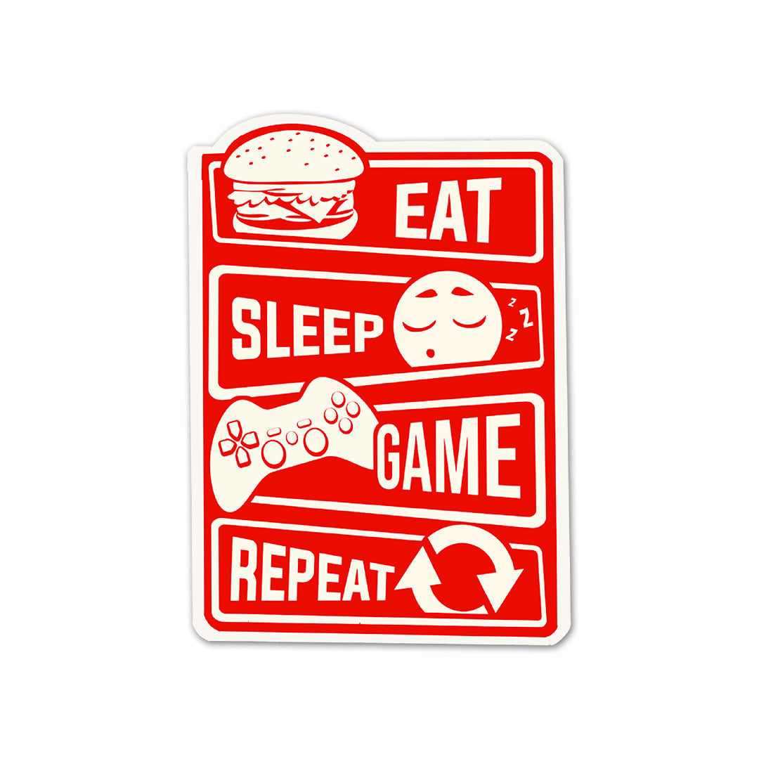 Eat Sleep Game Repeat Sticker waterproof vinyl decal for laptop, bike, car & bottle