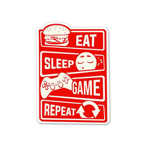 Eat Sleep Game Repeat Sticker waterproof vinyl decal for laptop, bike, car & bottle