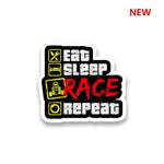 Eat Sleep Race Repeat Sticker waterproof vinyl decal for laptop, bike, car & bottle